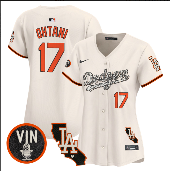Women Los Angeles Dodgers #17 Ohtani 2025 cream Limited Stitched Jersey
